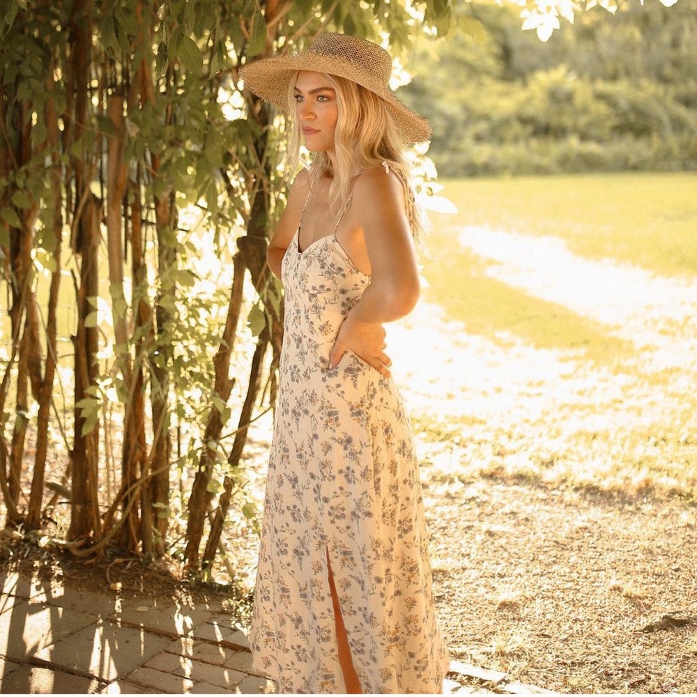 White Floral Midi Dress by Crescent